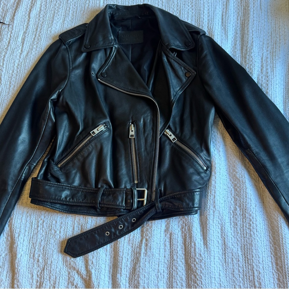 All Saints Black Leather Moto Jacket